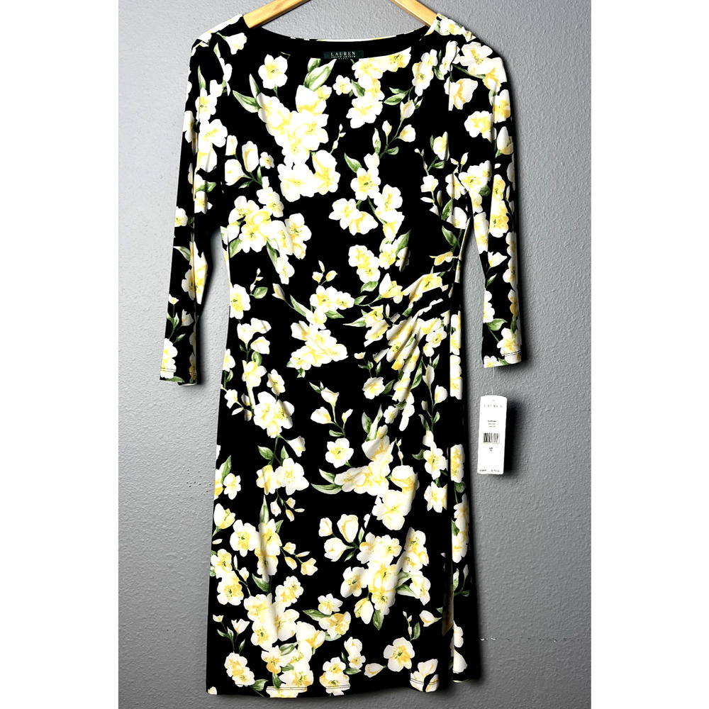 NWT Ralph‎ Lauren Women's Size 10 Holiday All Over Floral Rouched Bodycon Dress